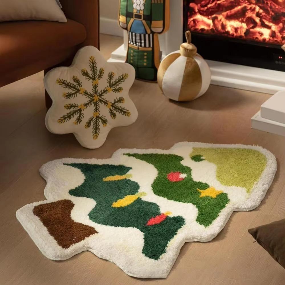 Small Bedroom Rug Anti-Slip Backing Bed Side Carpets Trendy Christmas Carpet Home Decor
