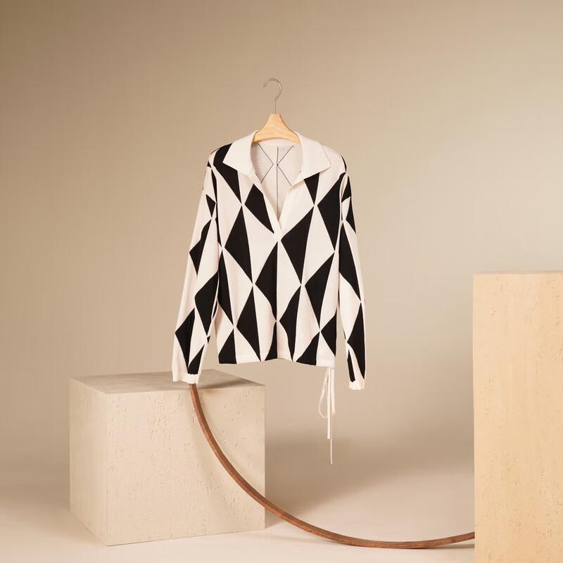 LESS Women's Autumn Lapel Knit Pullover Sweater