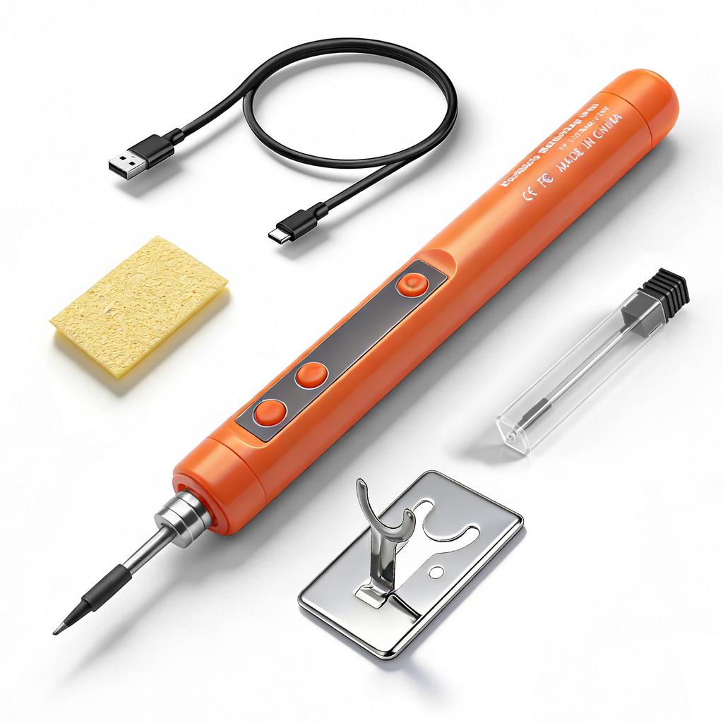 Portable Digital Soldering Iron Kit 5V/15W USB Fast Heating 180-450°C Adjustable Temp with Tips for Circuit Repair