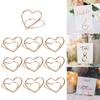 30Pcs Double Heart Shape Metal Memo Holder Triangle Table Placecard Holder Photo Clip Card Stand Wedding Banquet Heart Message Holder