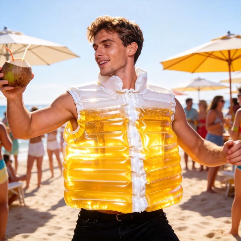 Wearable Transparent Beer Jacket Portable Beer Drinking Jacket Novelty Beer-Filled Jacket Pools