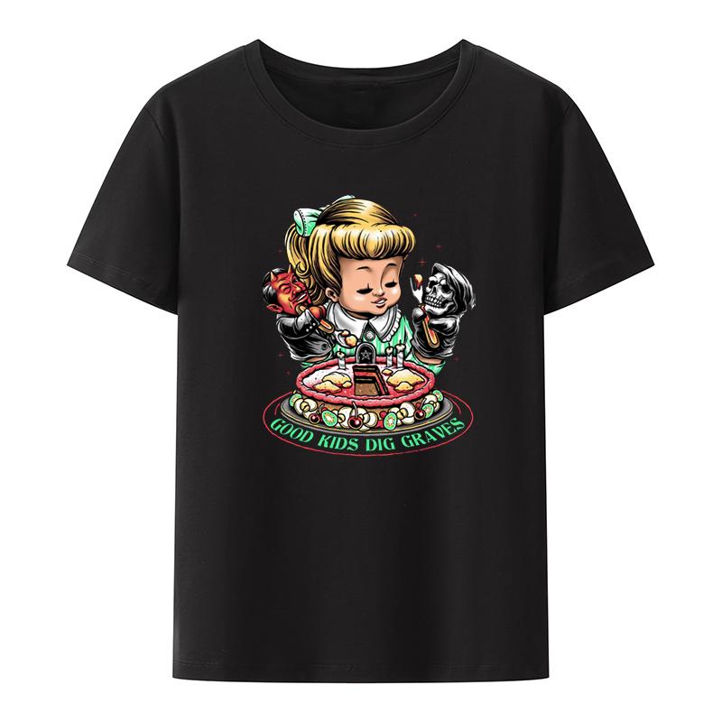 Good Kids Dig Graves Graphic Printing Tshirts Funny Top Tee Leisure Pattern Unisex Clothes Pair De Mujer Tops Unisex Retro Oneck