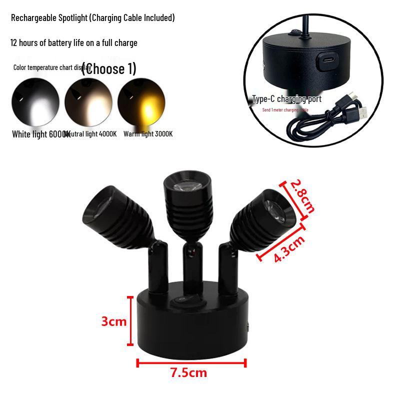Wireless Jewelry Display Spotlights for Cabinets and Desktops