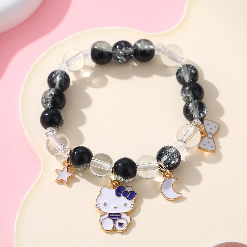 Sanrio Cinnamoroll Crystal Beaded Bracelet - Handmade Cartoon Gift for Female Students, Friends, and Couples.
