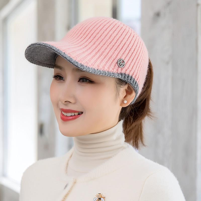 

Women s Sports Hollow Peaked Cap Autumn and Winter Fashionable Versatile Face Showing Small Outdoor Running Travel Shopping Knitted Hat One size