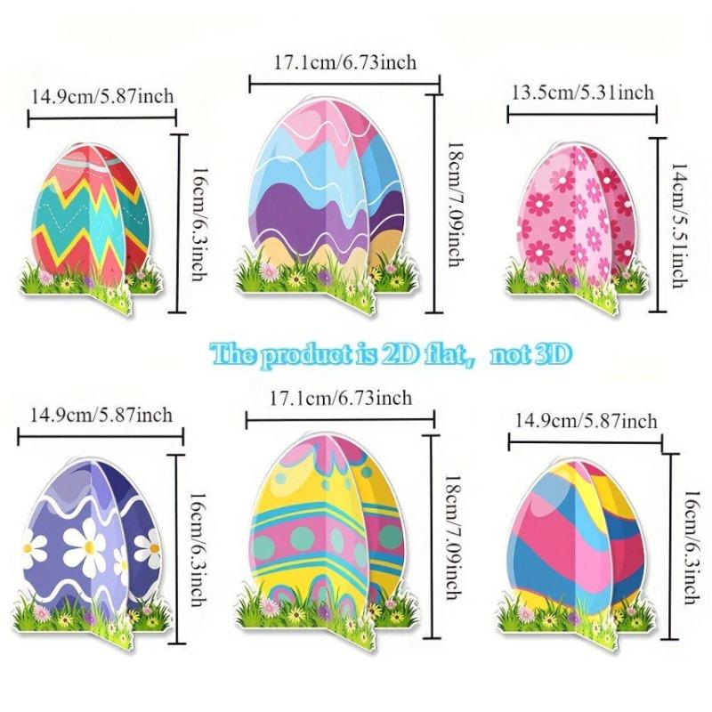 

6pcs Easter paper Easter egg three-dimensional decoration, desktop decoration, suitable for rabbit carnival, birthdays, parties