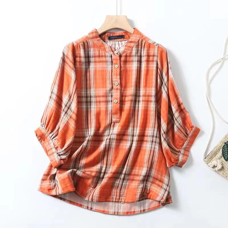 

ZANZEA Женская повседневная блузка с круглым вырезом и свободным рукавом 3/4 с сетчатым принтом XL