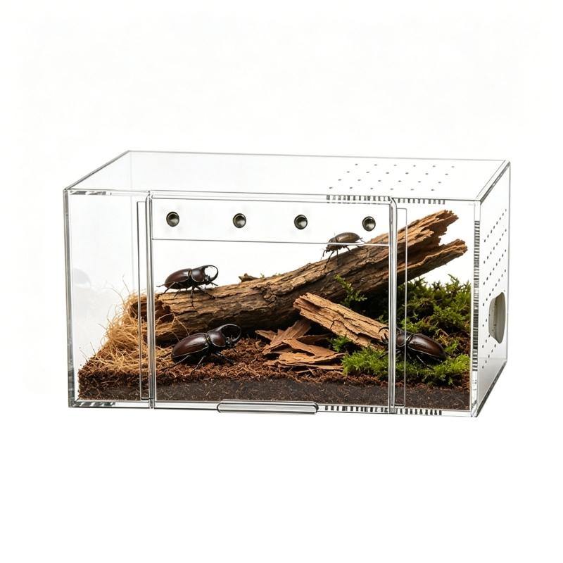 Kleine Reptilien Zuchtbox Transparenter Acrylkäfig Lebensraum Zuchtbox Kleiner Glasbehälter Behälter Springspinnen