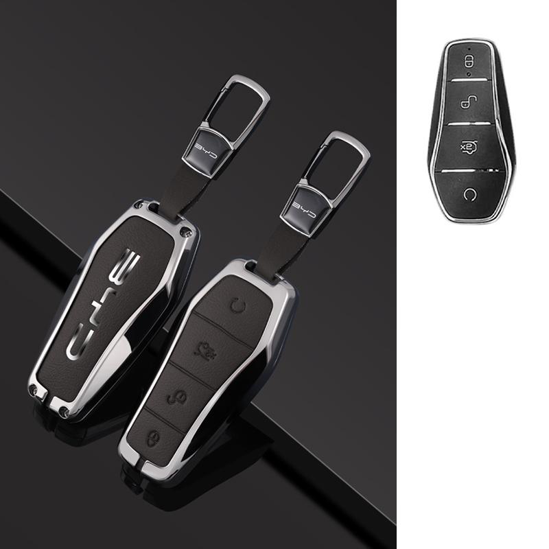 Car Key Case Cover Shell Fob for BYD Atto 3 Han EV Dolphin Lied Tang Dm Qin PLUS Song Pro MAX Yuan Zinc Alloy Protector Keychain
