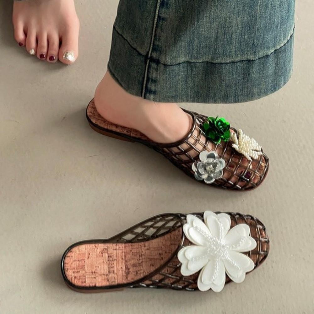 Soft Fishing Net Jelly Sandals Non-Slip DIY Shoes Charms Shoes Casual PVC Crystal Slippers  Girls