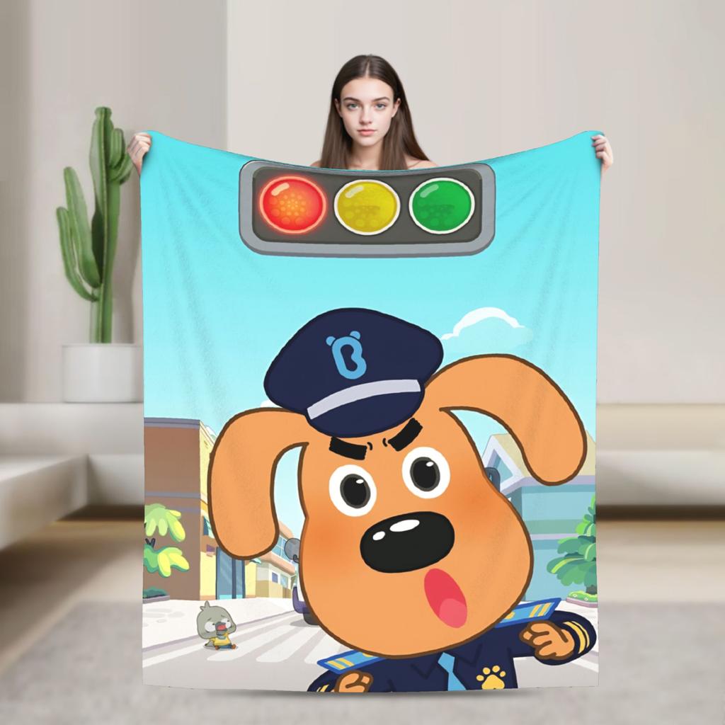 Sheriff Labrador Dog Blanket Cover Cartoon Flannel Throw Blankets Bed Sofa Decoration Ultra-Soft Warm Bedspread