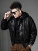 European Leather Jacket for Men 2025 New Winter Trendy Brand Fleece-Lined Casual Stylish Hooded Faux Two-Piece Leather Jacket