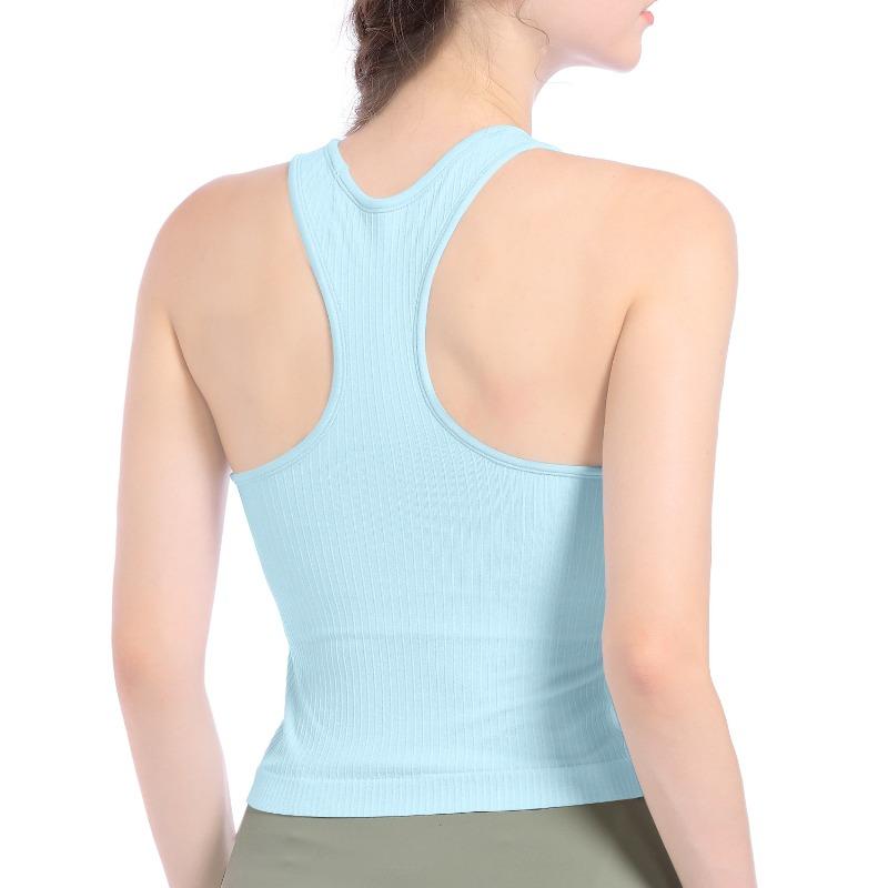 Women's Summer Outer Wear with Bra Pad Camisole Running Fitness Underwear Slim Yoga Sports Tank Top