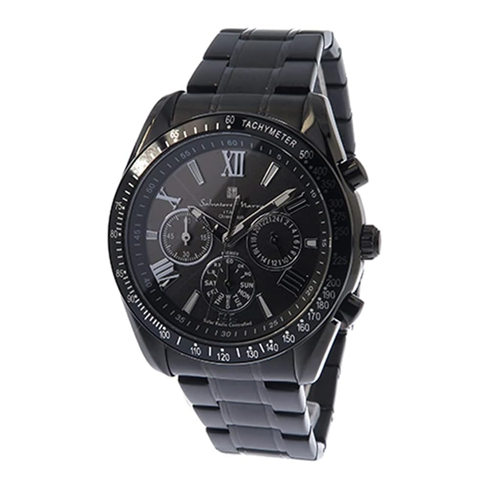 

Salvatore Marra Solar Chrono Men s Watch SM15116-BKBKSV Black Stainless Steel 50m Water Resistant