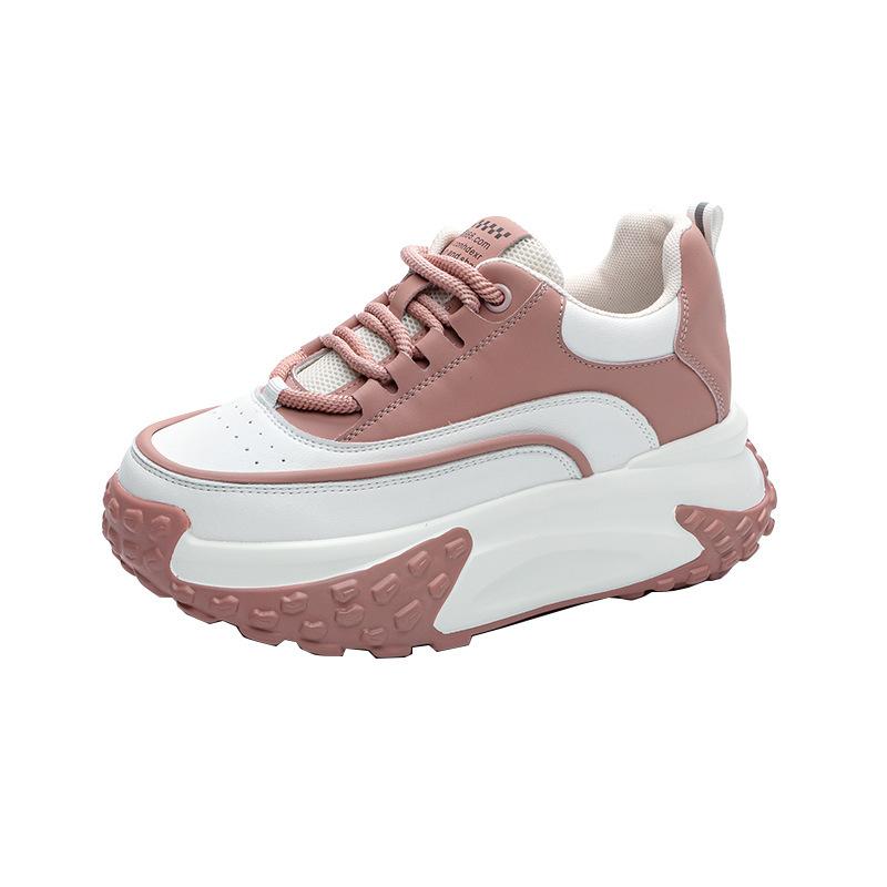 Spring and Autumn New Casual Versatile Heightening Shoes Slope Heel Fashion Color Matching Student Shoes Women's Trendy Shoes Women