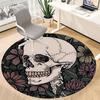 1PC Skull Flowers Office Round Area Rug, Mat Suitable For Office, Under Office Chairs Bedroom Living Room Home Decor, Room Deco