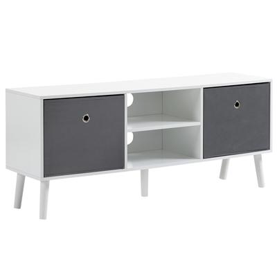 TV Cabinet Stand Unit for TVs Up To 50'' with Foldable Drawers, Entertainment Centre for Living Room White