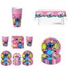 Lilo Stitch Partyzubehör Set mit Papptellern, Bechern, Servietten, Tischdecke für Kinder Geburtstagsdeko