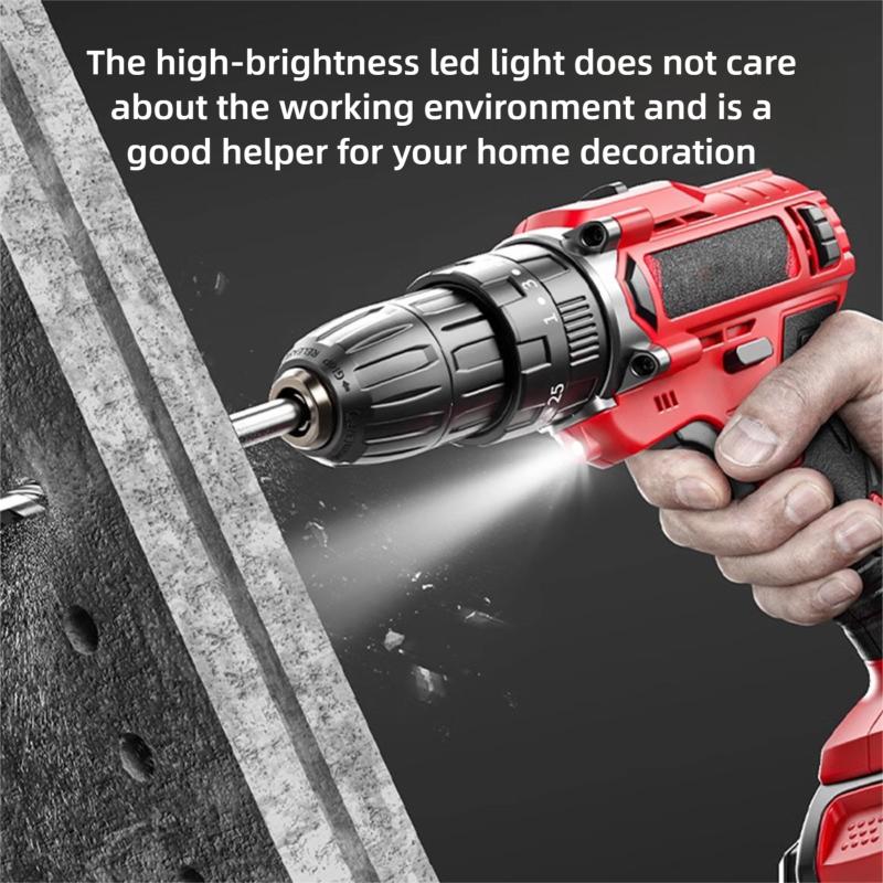 Multi functional 21V Electric Drill Handheld Dual Speed Impact Lithium Drill Cordless Screwdriver Small Electric Power Tools