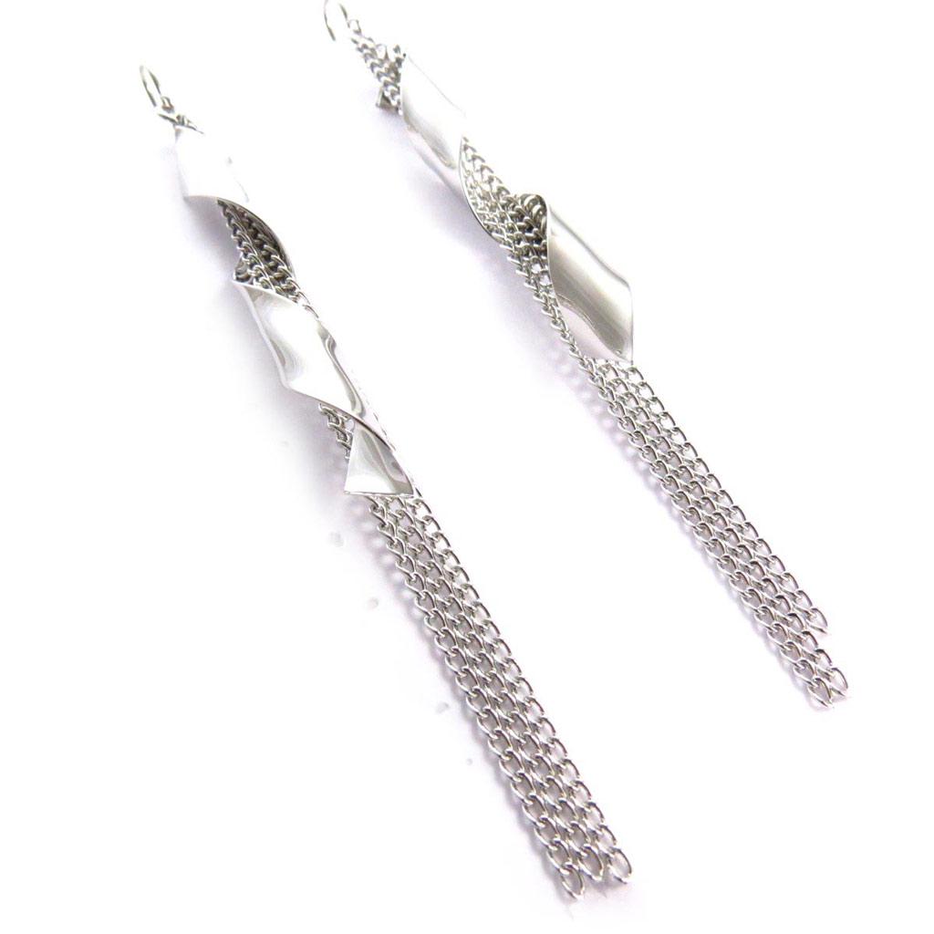 Les Trésors De Lily [J6709] - Silver 'Choreography' Designer Earrings