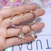 Korean Asymmetrical Star & Moon Tassel Earrings - 925 Silver Needle with Diamonds