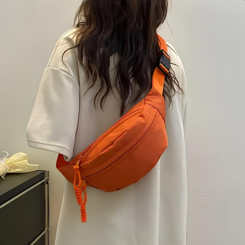 

Минималистичная нейлоновая сумка через плечо в корейском стиле, элегантная оранжевая сумка кроссбоди с регулируемым ремешком, застежкой-молнией и подкладкой из полиэстера для повседневных прогулок оранжевый