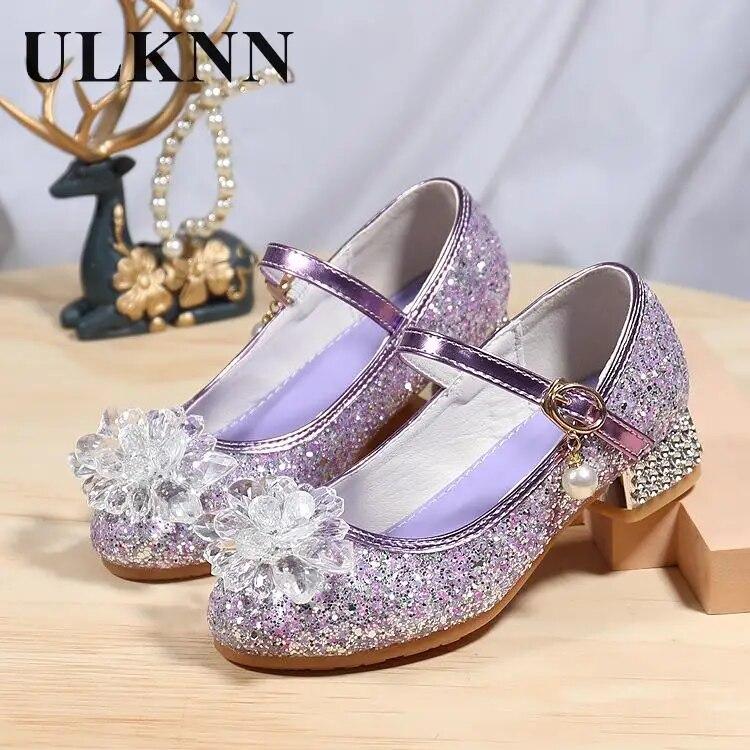 

Girls Purple Shoes With High Heels Kid s Little Girl Show Crystal Shoes Dress Princess Children Shoe For Kids Girls Heels