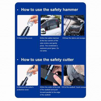 Autofensterbrecher und Gurtschneider Sicherer Hammer Glasbrecher Unterwasser Ergonomischer Fahrzeugflucht-Sicherheits hammer für Wohnmobil Auto