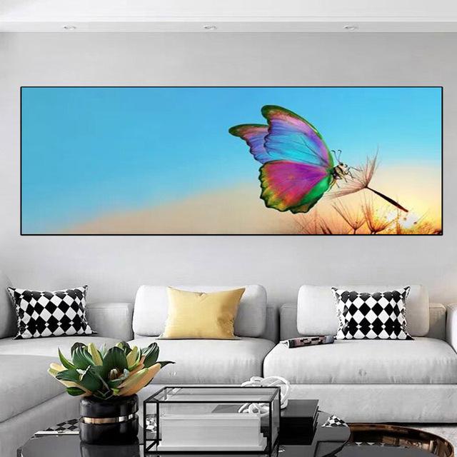 Landscape Butterfly Flower Mushroom Forest Canvas Painting Posters and Prints Wall Art Pictures Living Room Home Decor No Frame