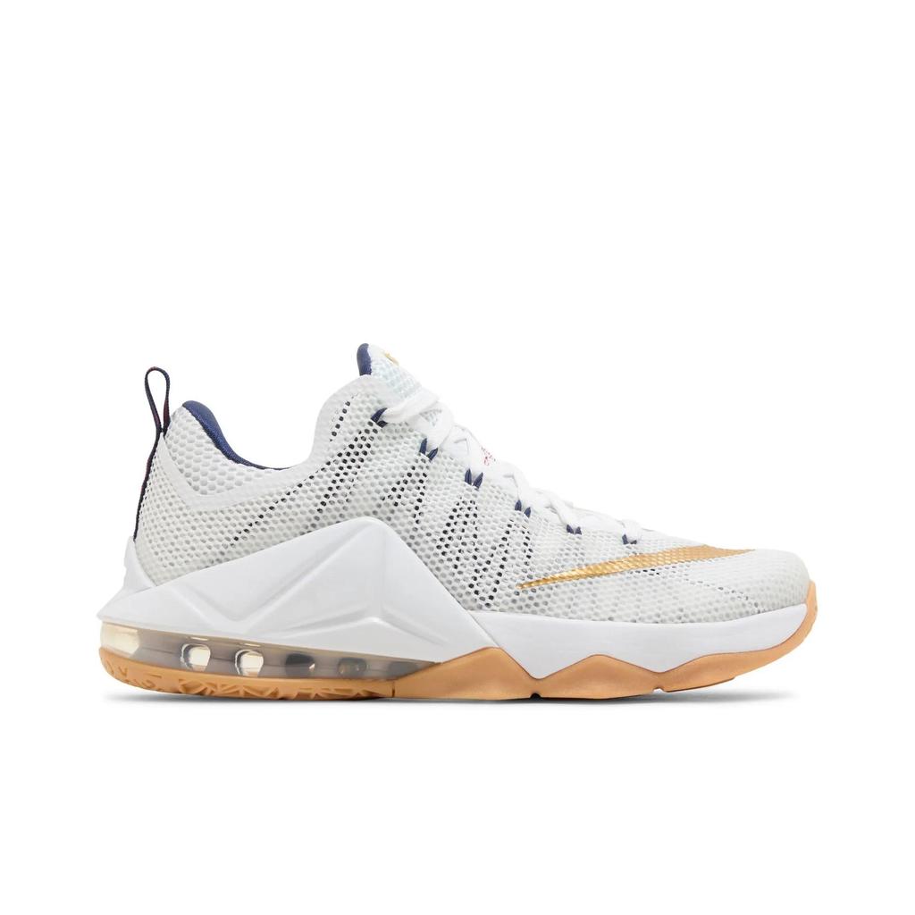Nike LeBron 12 Low 'USA' (Unisex) White / Midnight Navy / University Red / Metallic Gold Basketball Shoes 724557 174