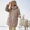 Down cotton-padded clothes women's medium and long models, new models, fashionable loose and thickened hooded cotton-padded clothes, cotton-padded