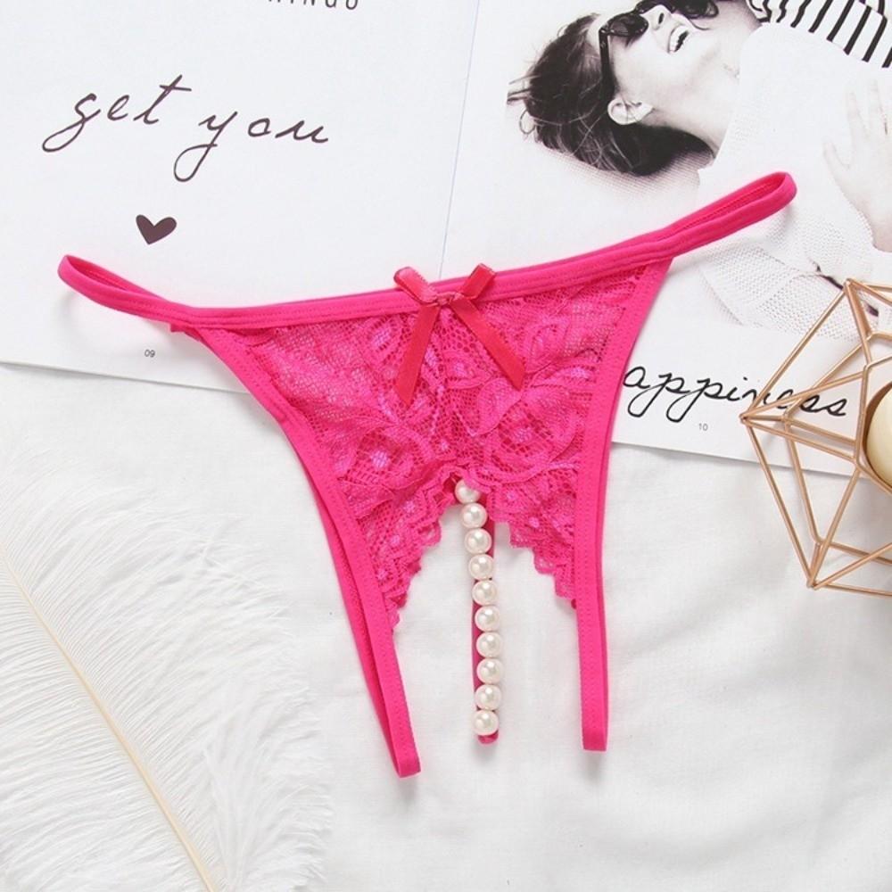 Low-waist Lace Seamless Panties Open Crotch Women's Thong Sweet Mesh Lace Briefs  Female