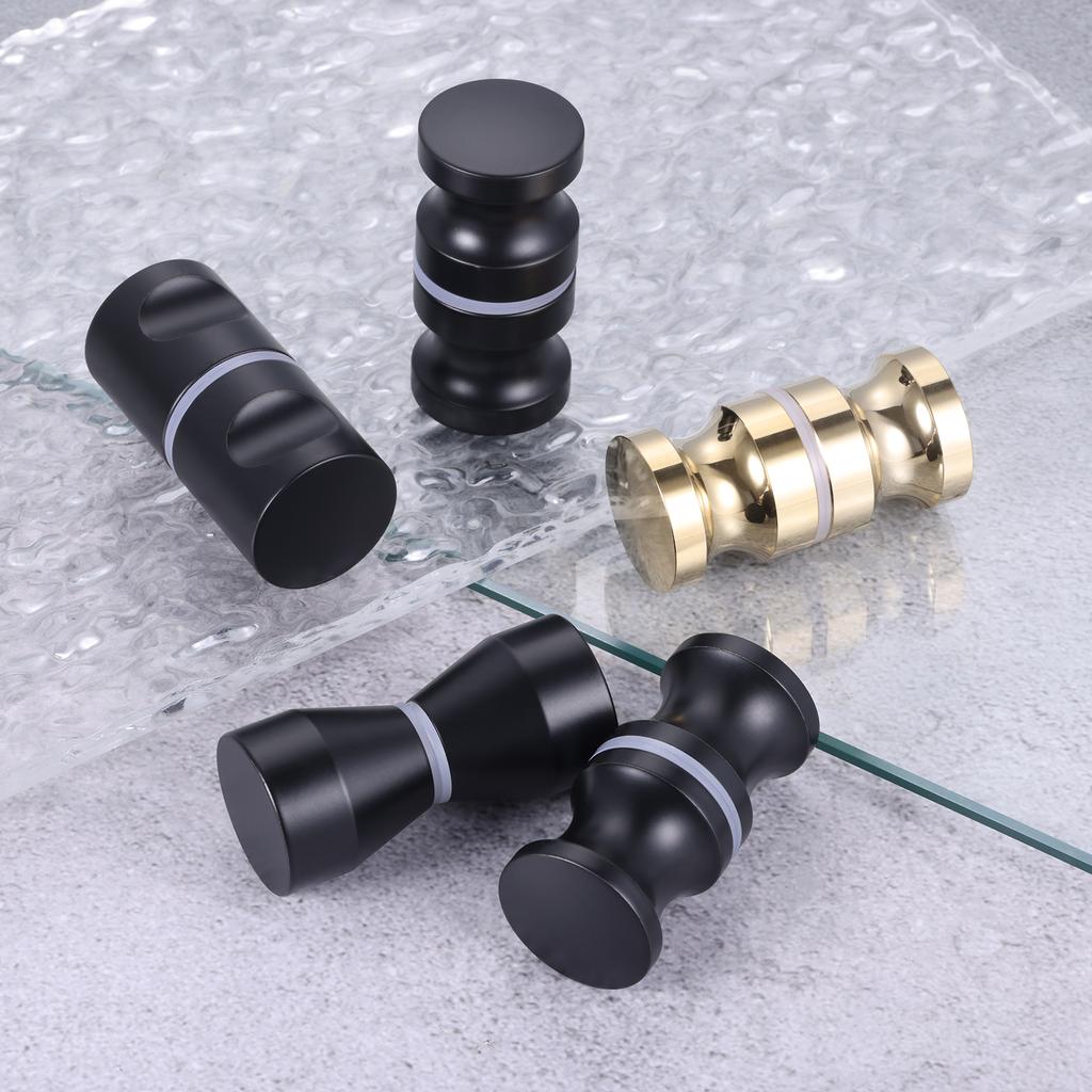 Aluminum Alloy Door Handle Black/gold Single Glass Door Knob Bathroom Shower Cabinet Double-Sided Handle Pull Gate Home Hardware