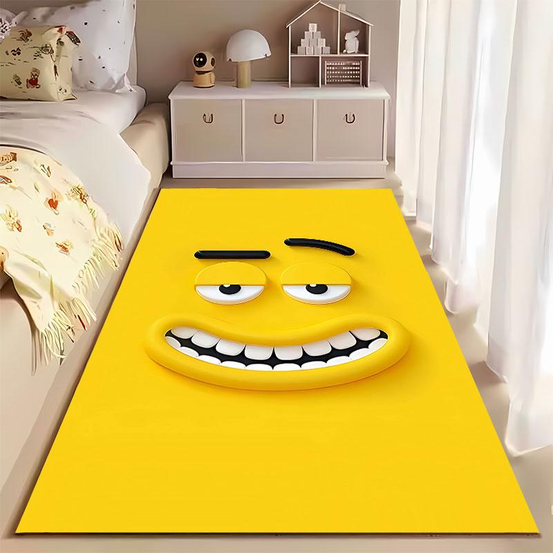 Funny Yellow Smiley Face Carpet Suitable As a Non-slip Mat for the Living Room or Bedroom Sofa