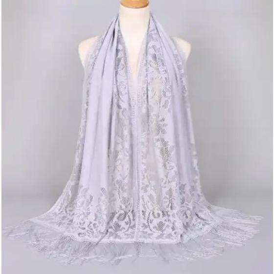 Elegant Women Cotton Polyester Floral Lace Scarf Shawl Tassels Party Wedding Lace Veil India Arab Muslim Hijabs Scarves