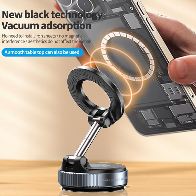 Car Phone Holder Suction Cup Vacuum Magnetic Phone Holder Foldable Smartphone Stand Adjustable 360 Rotatable Cellphone Mount
