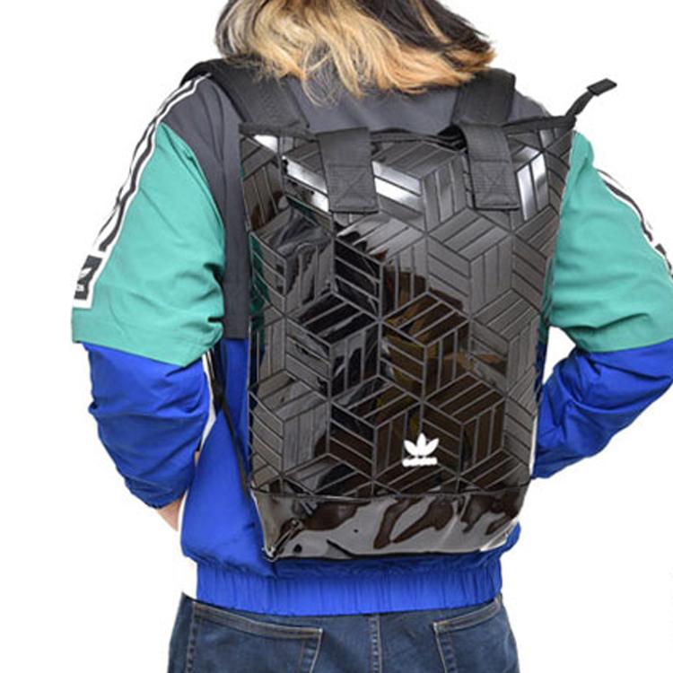 adidas Originals 3D Logo Solid Color Backpack Unisex Backpack Black FL9675