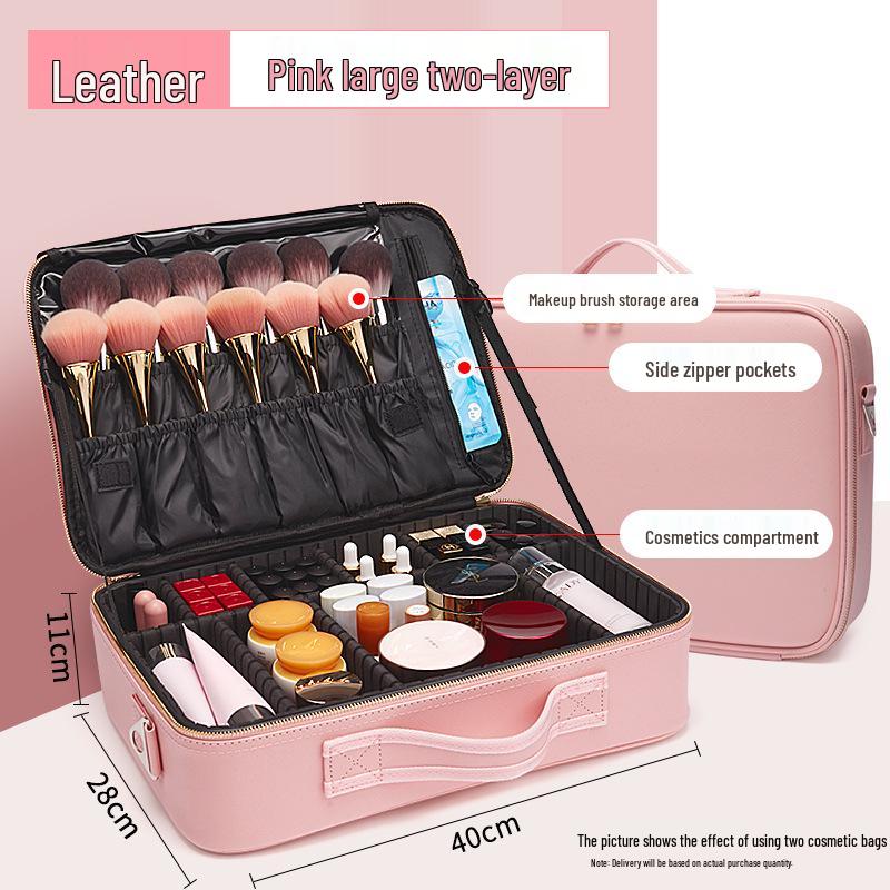 Professional Large Capacity Makeup & Nail Art Storage Box with Handheld Compartments