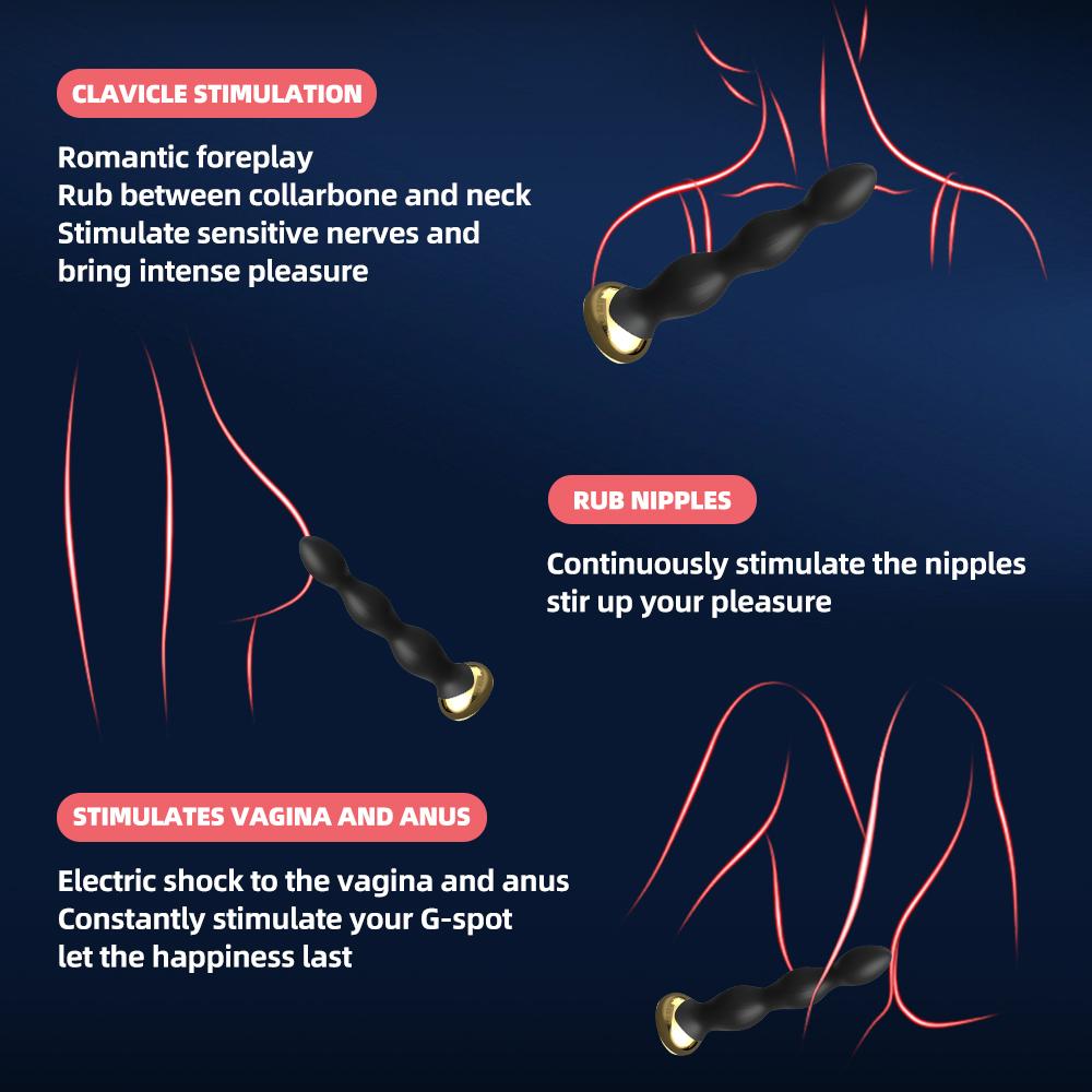 Electric Shock Anal Vibrator Remote Control Vibrating Beaded Butt Plugs for Male Prostate Massager Female Masturbation Sex Toys