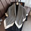 Simple and atmospheric design sense V letter arrangement printed square scarf Japanese and Korean retro high-end sense 91 twill silk scarf thin