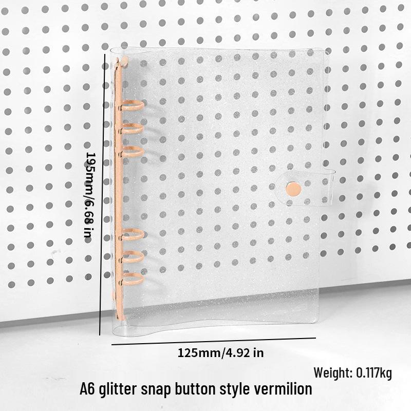 Glittery Transparent PVC 6-Ring A5/A6 Student Notebook & Journal