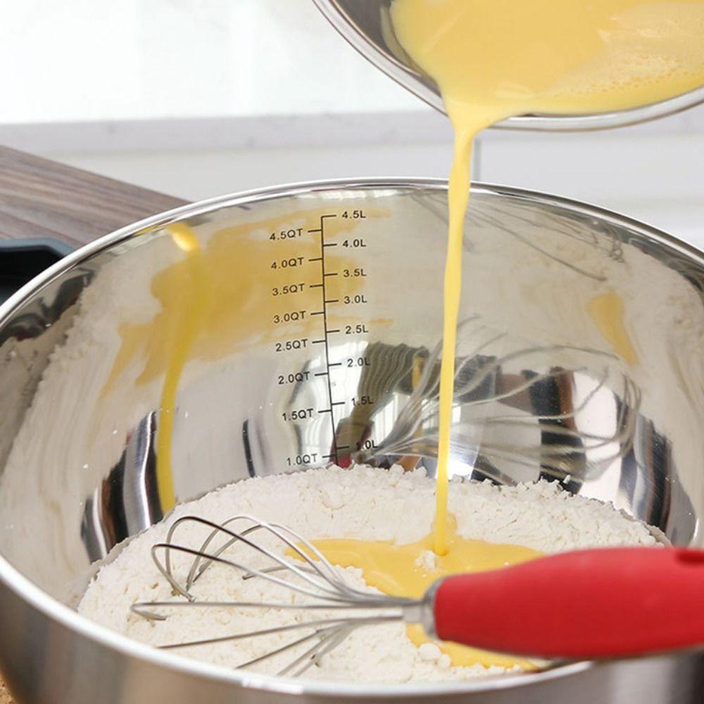 Stainless Steel Mixing Bowl Scaled Salad Basin Multifunctional Kneading Dough Bowl  Cream
