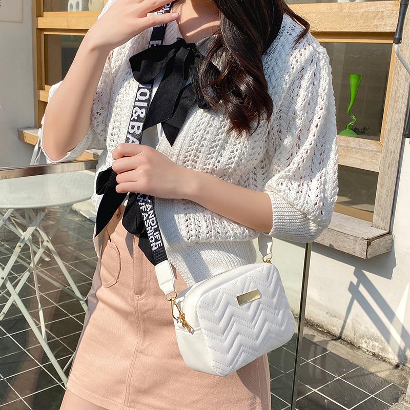 Korean Style Trendy Embroidered Crossbody Bag with Print and Shoulder Strap
