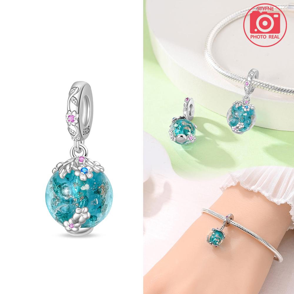 Brand New Copper Metal Colors Luminous Glass Planet Pendant Bead Component Compatible With Copper Metal Colors Authentic Original Bracelets Do It