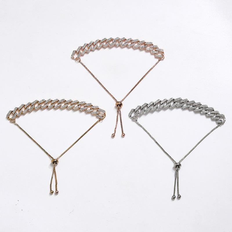 Elegant Rhinestone Cuban Link Bracelet/anklet for Women