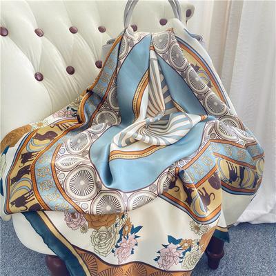 Intellektuelle Eleganz Blume Maulbeerseide Schal Damen 110Cm Seide Quadratischer Schal Stola Frischer Druck