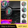 Car Stickers For Alfa Romeo For Alfa Romeo 147 159 74mm Car Front Grill Emblem Giulietta GT Covers Cent New black/Gold/Black Sil