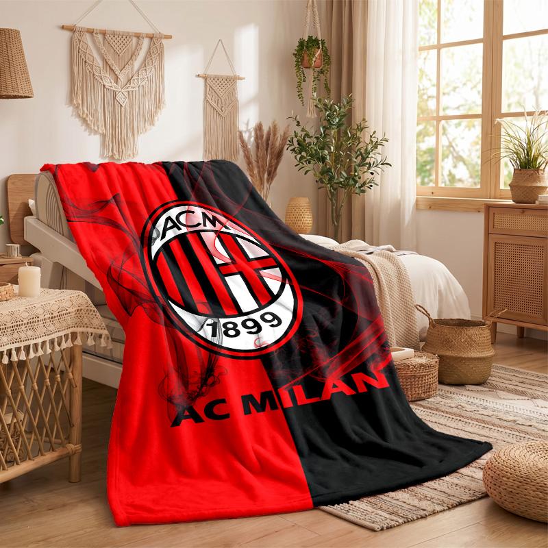 AC Milan Print Flannel Blanket Soft Warm Sofa Bed Throw Blanket For Home Office Bedroom