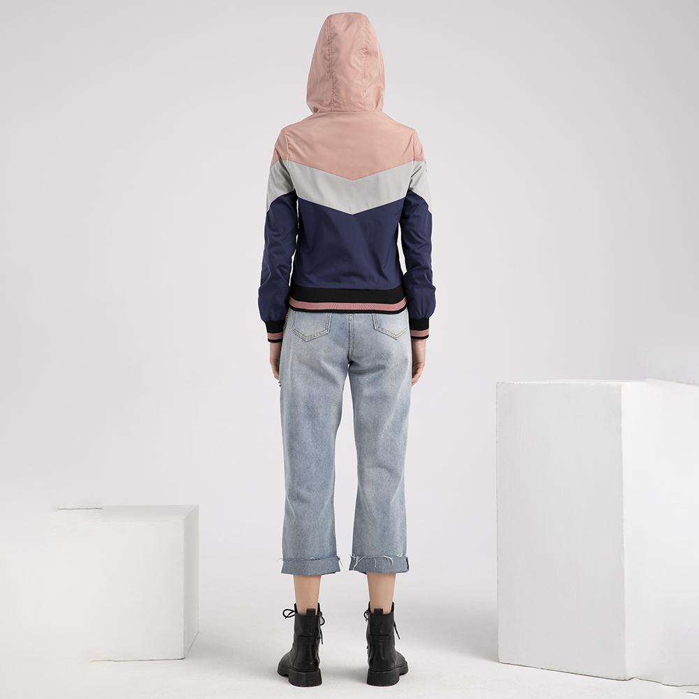 Women’s Windcheaters Thin Zipper Drawstring Hooded Jackets Light Rain Proof Short Trench Coat Spring Autumn Windbreaker Outdoor Casual Wear