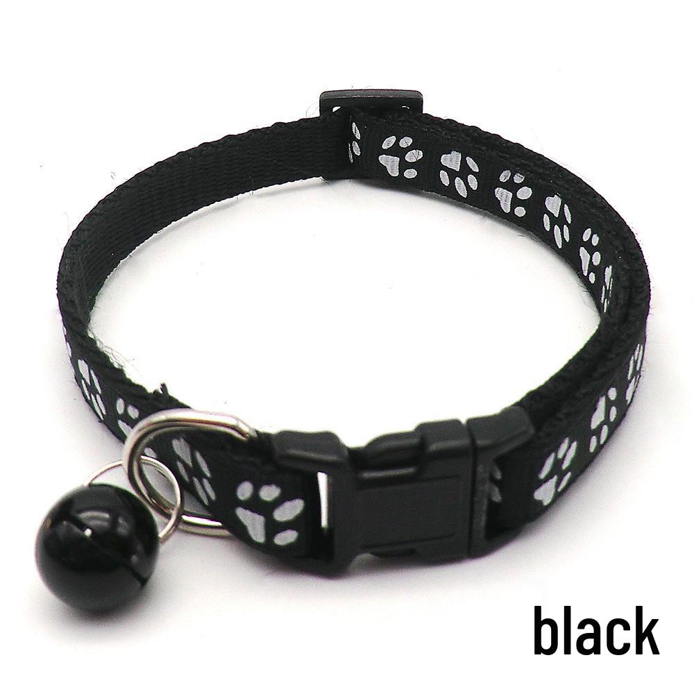 Adjustable Safety Pet Collar with Bell and Dog Paw Pattern for Cats & Dogs